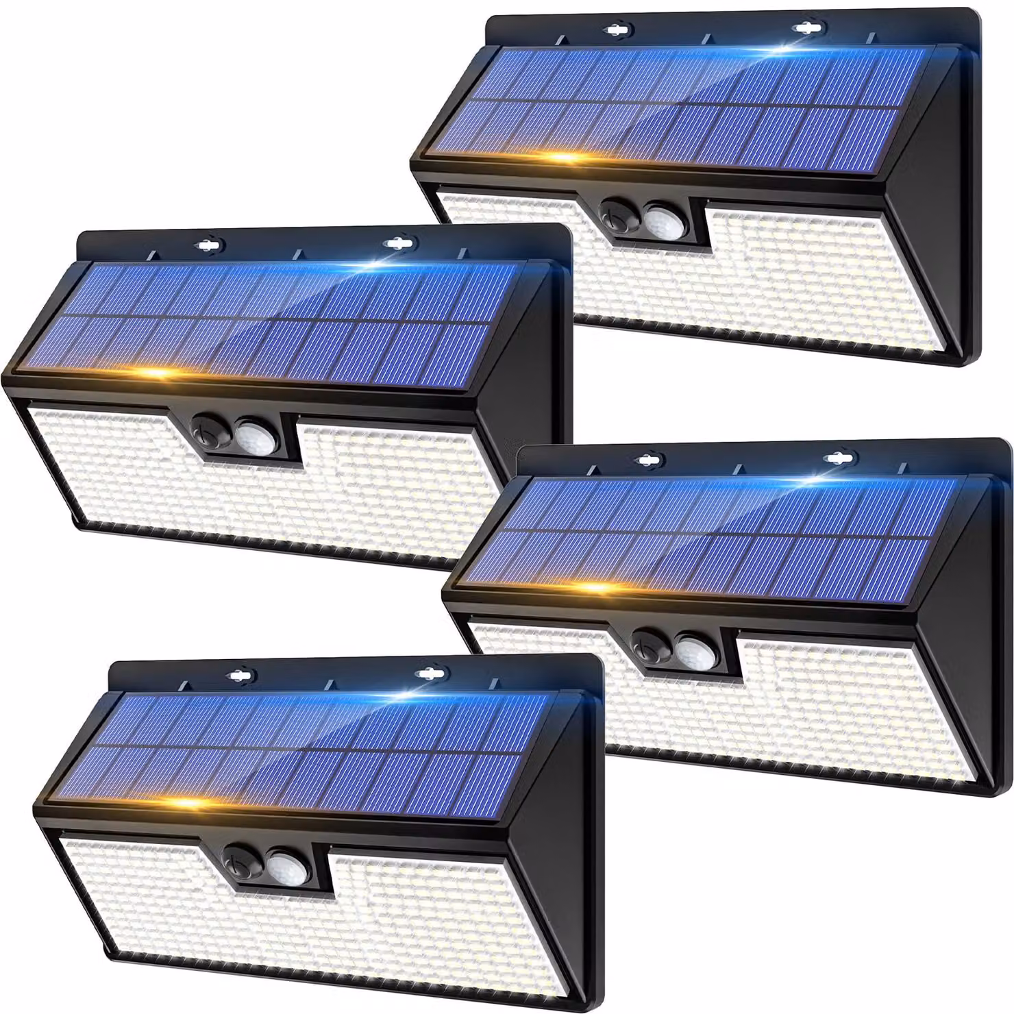 4 luci solari con sensore di movimento, grado di protezione IP65, 318 LED, per uso esterno