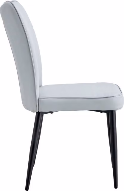 Set di 2 sedie da pranzo moderne in PU grigio chiaro con gambe in metallo nero, altezza 89 cm, adatte per ufficio e ristorante