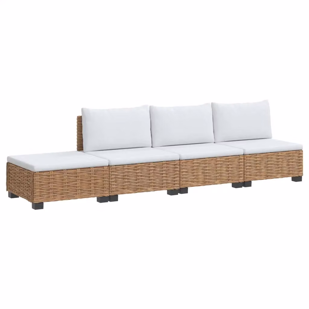 Set Lounge 4 Pezzi vidaXL in Polyrattan con Cuscini Beige e Bianco per Giardino e Terrazza – 2