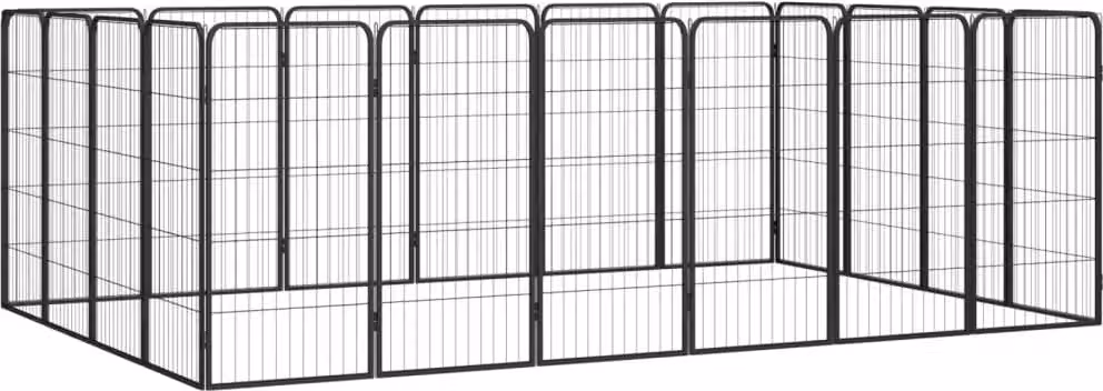 The Living Store 20 pezzi Box per cani nero 50x100cm Acciaio verniciato a polvere