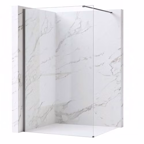 Rea - Parete Doccia Flexi, Titanium 130, Walk-In Senza Piatto Doccia, Vetro Di Sicurezza Temperato Trasparente 8mm, 120 X 130 X 195 cm