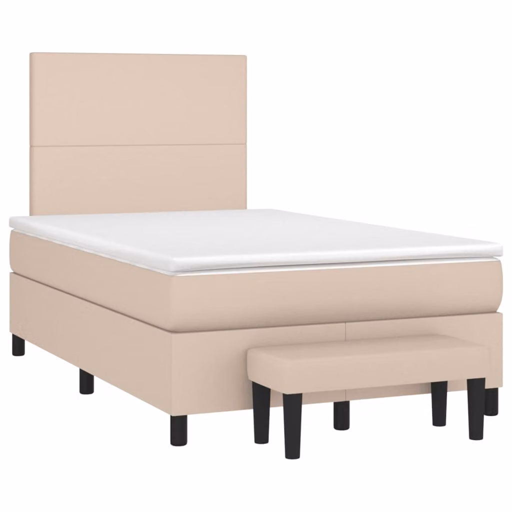 vidaXL Giroletto a Molle con Materasso in Similpelle e Materiali Misti, Colore Cappuccino, L/P: 120 x 200 cm