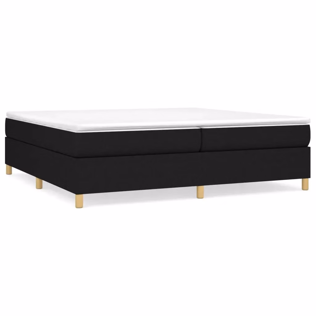 Letto Ibrido vidaXL con Giroletto a Molle e Materasso in Tessuto Nero e Bianco L/P: 200 x 200 cm – 2