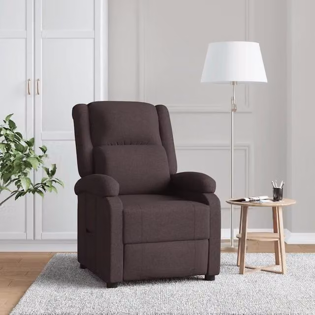 Poltrona Reclinabile Relax vidaXL in Tessuto Marrone con Braccioli e Leva Manuale – 1