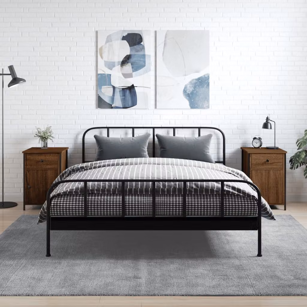 Set di 2 comodini moderni vidaXL in legno rovere marrone L 40 cm x P 42 cm x H 60 cm
