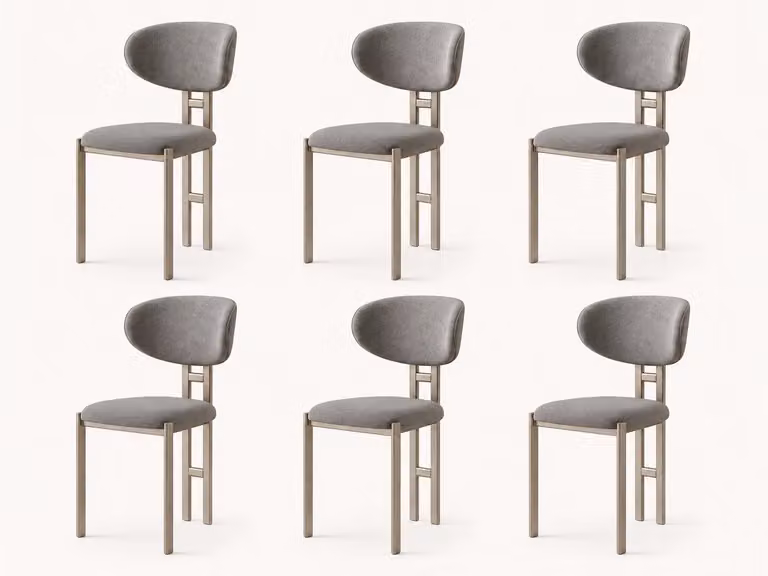 Set di 6 sedie, design moderno, imbottitura in tessuto, colore beige, confortevoli e morbide
