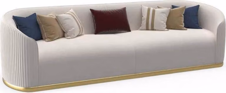Sofa 3 Sitzer Polster Couch Modern Stil LuxusTextil weiß Sofa