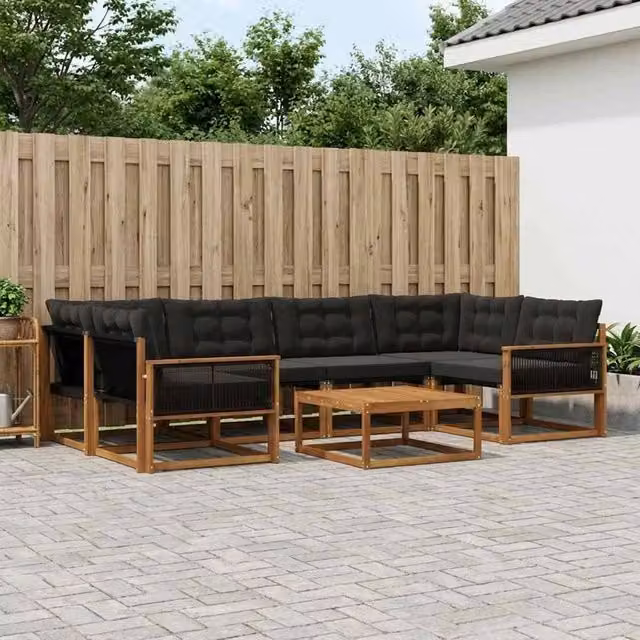 Set di divani da esterno 7 pz Naturale e Nero 3381280
