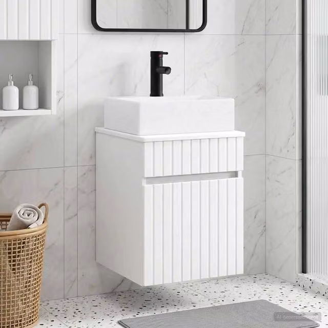 Mobile Lavabo da Parete Moderno vidaXL Bianco L/P/H: 39 x 41 x 62,5 cm – 1