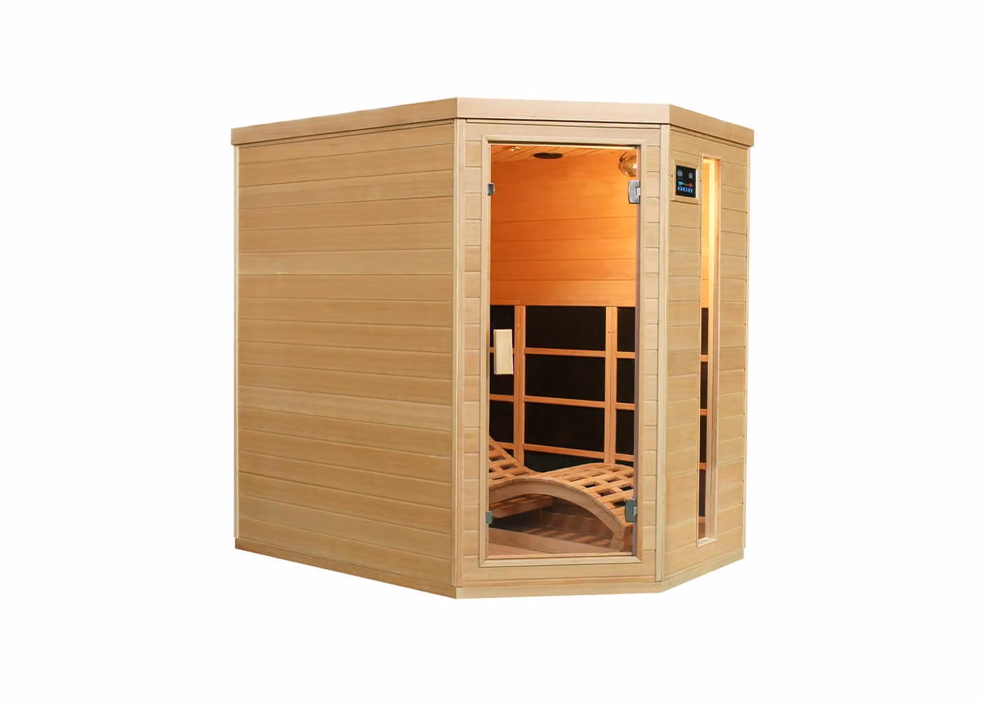 Cabina a infrarossi Artsauna Esbjerg - Sauna a infrarossi con sistema di riscaldamento triplex - 2 persone - Luce colorata a LED, controllo digitale - Legno di Hemlock