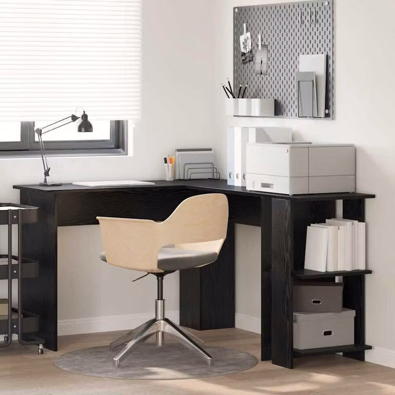 Maison Exclusive - Scrivania angolare, finitura effetto legno noce nero, realizzata in materiale composito