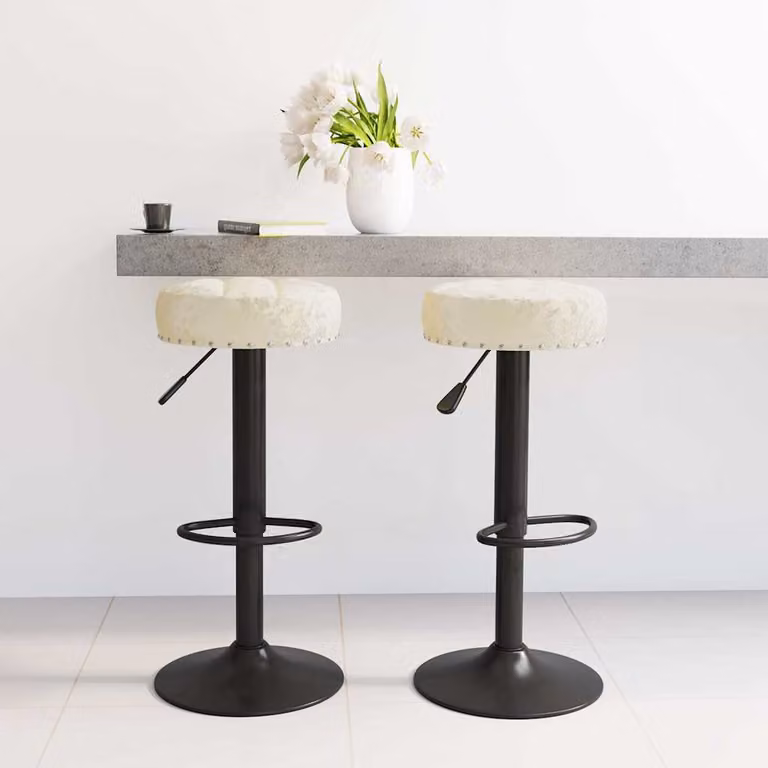 Set di 2 sedie da bar vidaXL in velluto beige con base girevole 360 gradi