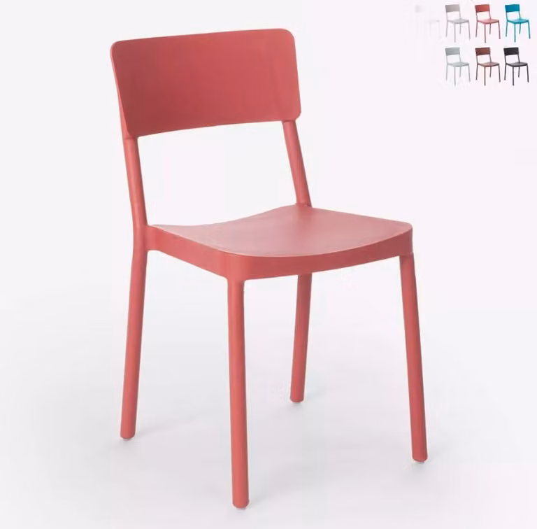 Sedia in polipropilene dal design moderno per cucina bar ristorante giardino liner - rosso