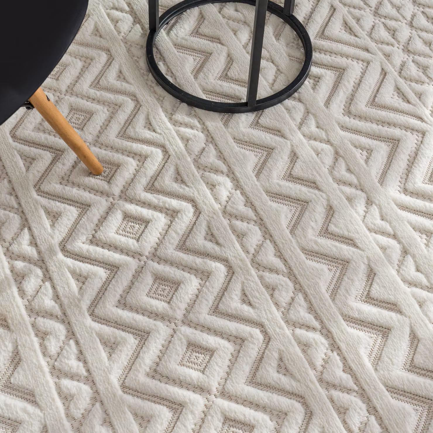 Tappeto rotondo Livornia beige per interni ed esterni, diametro: 120 cm – 2