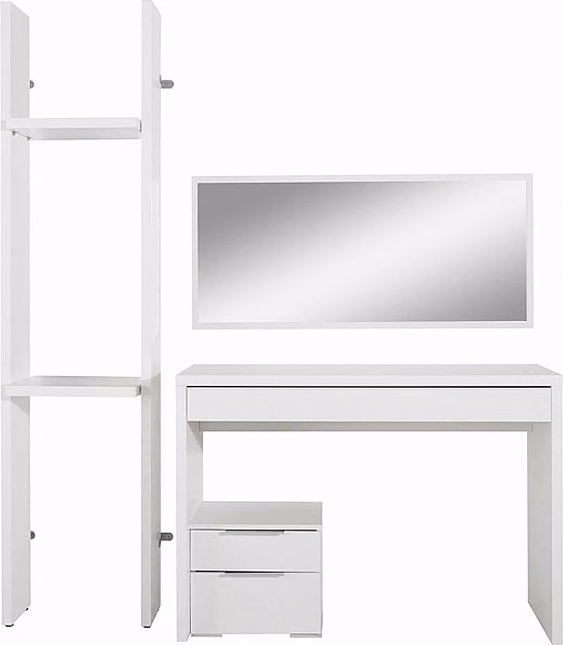 Tavolo da trucco Level Up 3 pezzi bianco con specchio