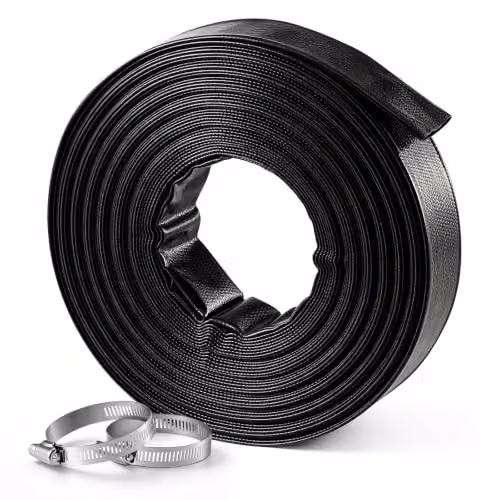 VEVOR Tubo Scarico Piatto in PVC Piscina Irrigazione Lunghezza 30,48 m Nero