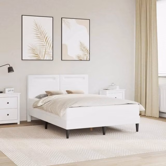 Struttura letto con testiera e giroletto DESIGN IN in similpelle bianco e multicolore, con illuminazione sottostante e porte USB, L/P/H: 206 x 160 x 96 cm