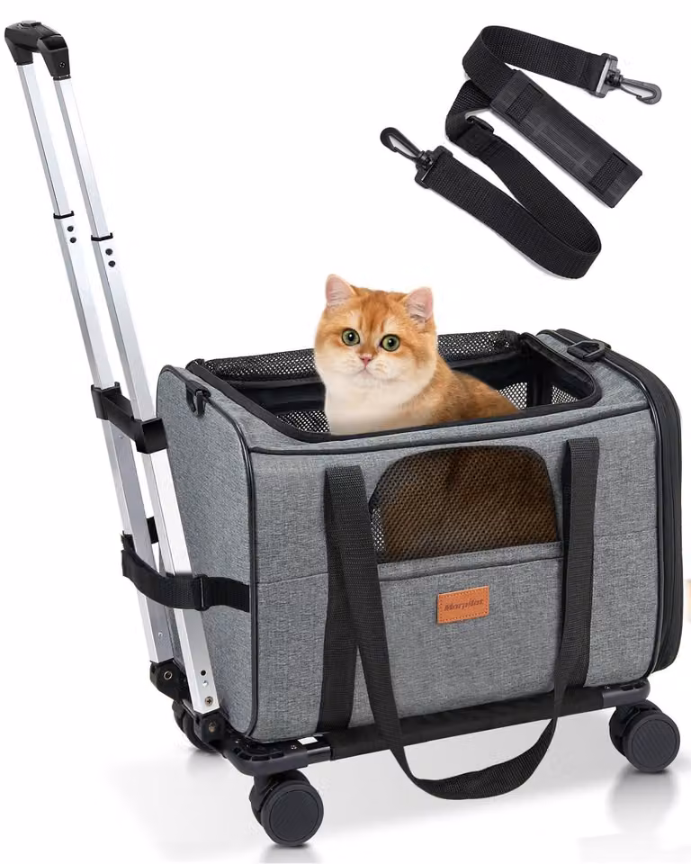 Borsa da trasporto per gatti Morpilot con ruote, trasportino pieghevole per gatti e cani