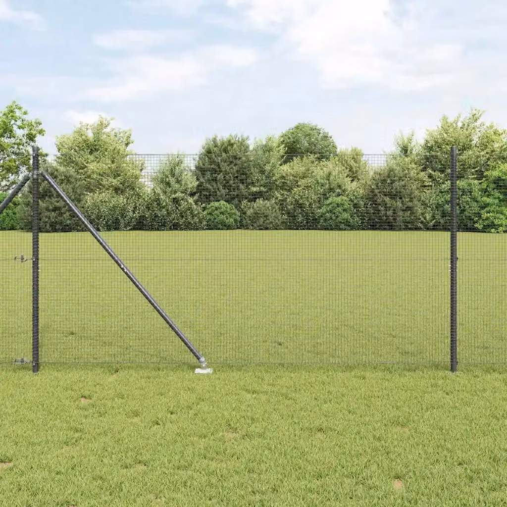 Recinzione da giardino in rete saldata con punte in acciaio e rivestimento in PVC grigio, da installare nel terreno, H: 120 cm, L: 27 cm, P: 3,2 cm – 2
