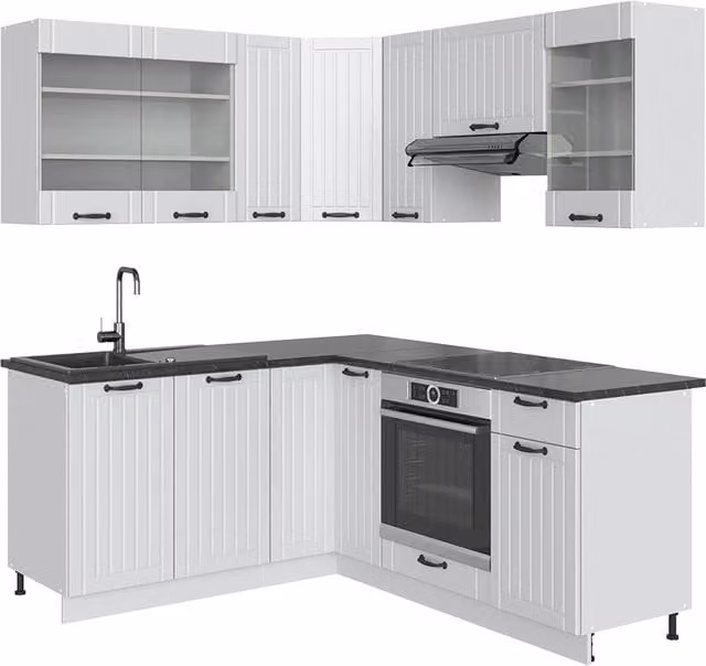 Cucina angolare completa Fame-Line Vicco Bianco rustico L: 190 cm, P: 160 cm