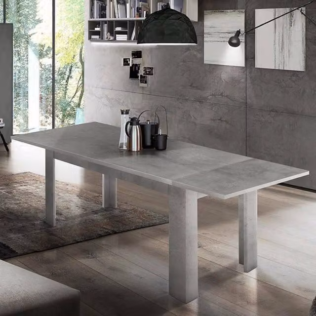 Tavolo per sala da pranzo Arizon, Made in Italy, Tavolo moderno con allunghe, Consolle allungabile, cm 140/190x90h75, Grigio Cenere
