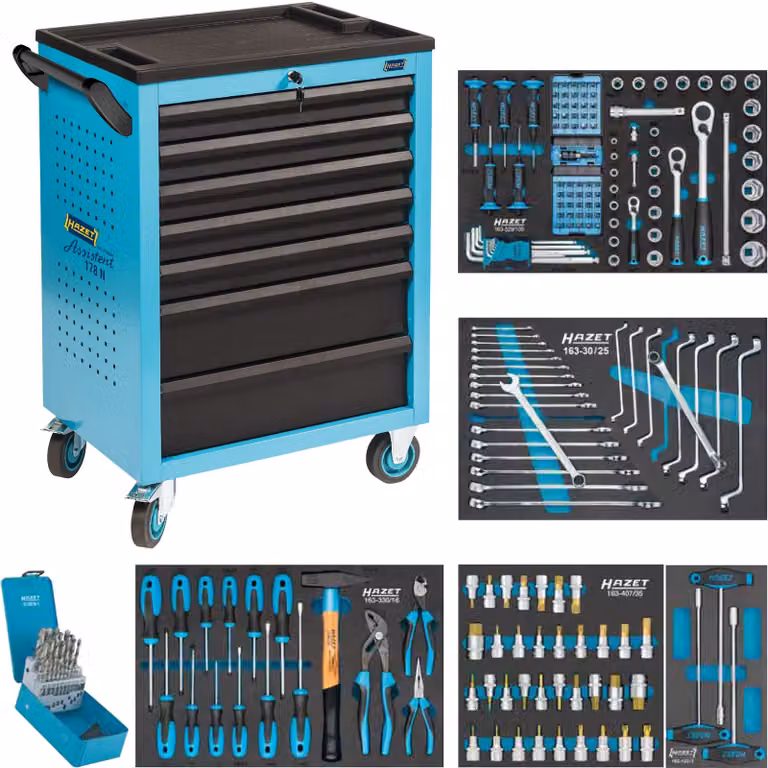 Carrello da officina completo 178N-7/204, 204 pezzi, Hazet | 4000896228072