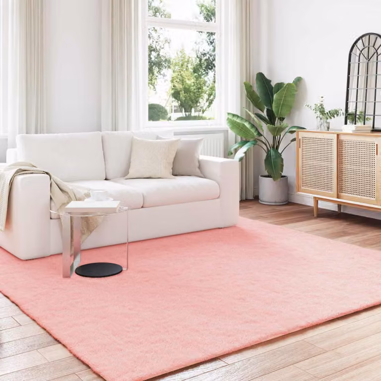vidaXL Tappeto antiscivolo in ecopelliccia rosa modello OLITE