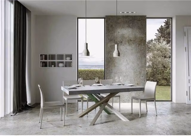Tavolo allungabile ITAMOBY Volantis Premium in finitura Cemento, colore Grigio Multicolore, L: 200/304 x P: 90 cm