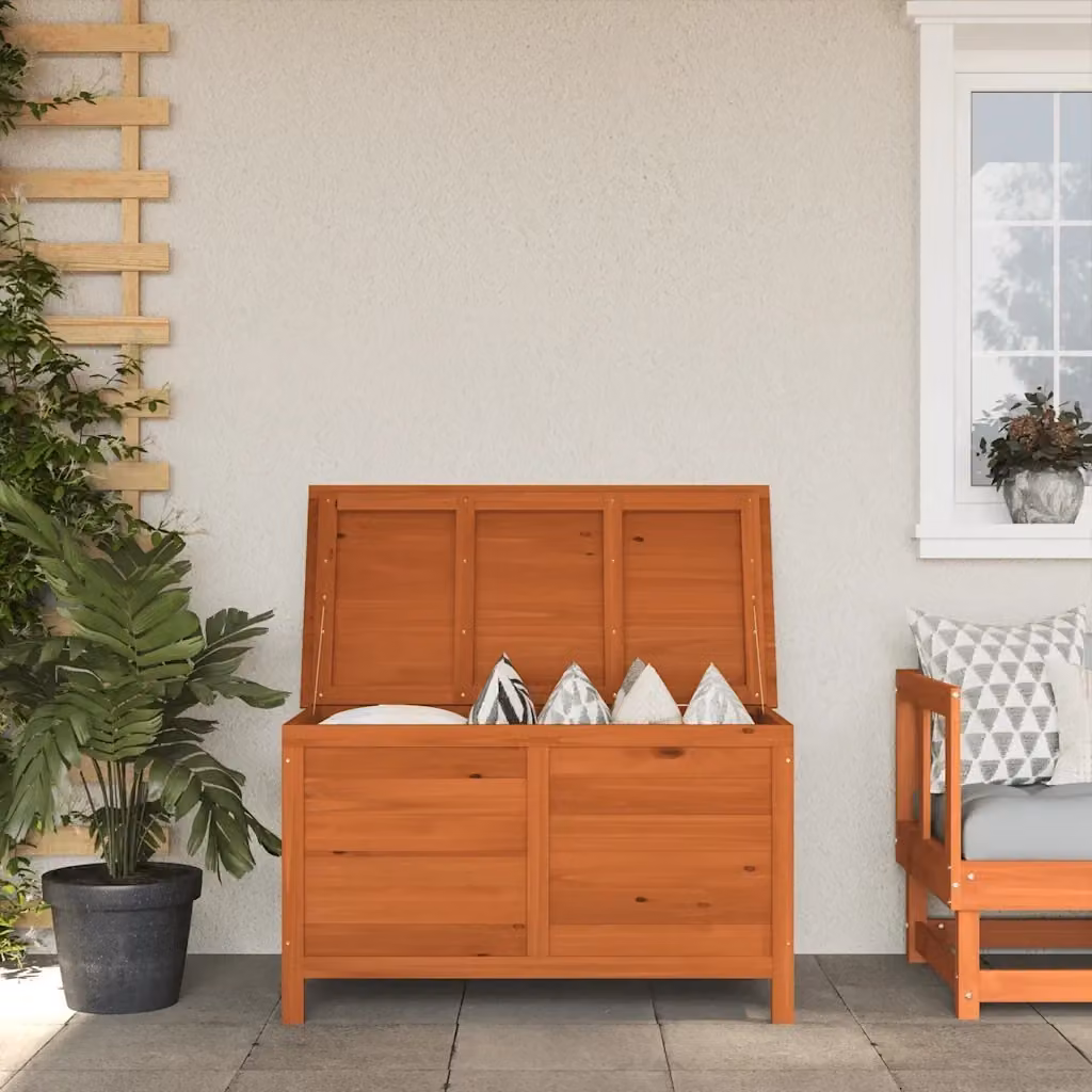 Contenitore da Giardino in Legno Massello di Abete Marrone L: 99 cm, P: 49,5 cm, H: 58,5 cm – 2