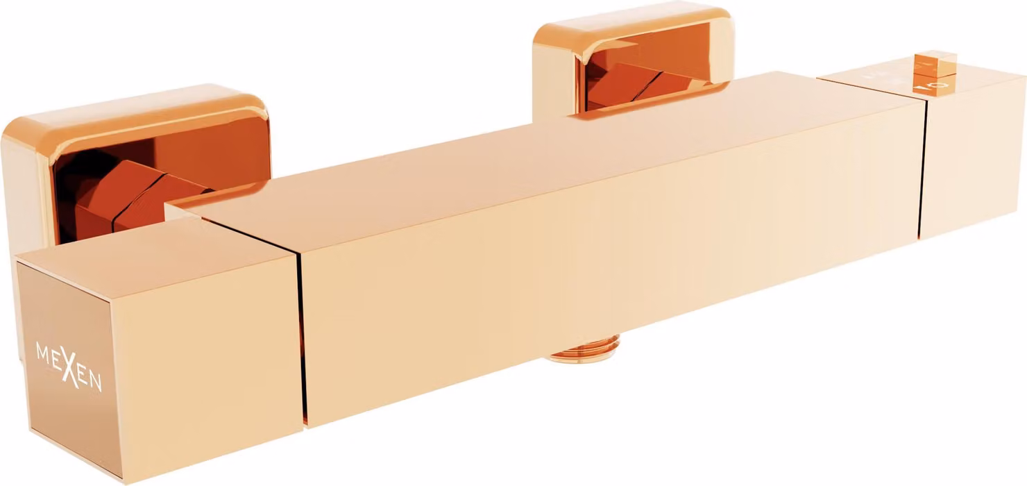 Mexen Cube termostatico rubinetto doccia, oro rosa - 77200-60