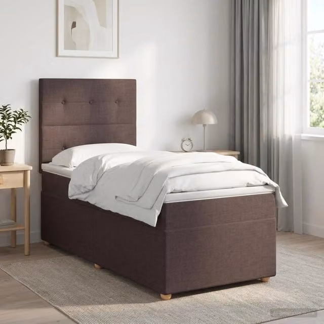 Letto box spring con materasso Marrone Scuro 100 x 200 cm 3455283