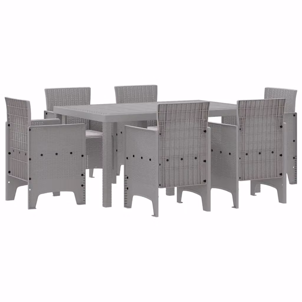 Set da pranzo da giardino moderno vidaXL in rattan grigio con tavolo rettangolare e 7 pezzi – 2