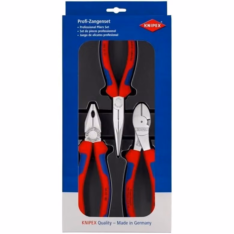 Assortimento di utensili Knipex 3 pezzi colore nero con pinza universale 180 mm, tronchese laterale 180 mm e pinza con becchi mezzotondi 200 mm – 2