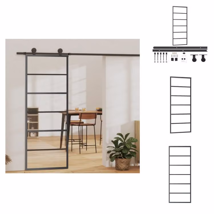 vidaXL Porta scorrevole con raccordo ESG in vetro e alluminio 76x205 cm - Porte