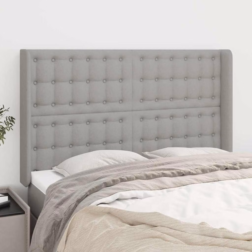 Testiera ad orecchio vidaXL in tessuto grigio chiaro L: 147 cm, P: 16 cm, H: 118/128 cm