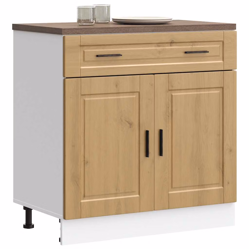 Base da cucina moderna vidaXL Porto in legno marrone con ante a battente e cassetti L 46,0 cm, P 25,0 cm, H 81,5 cm