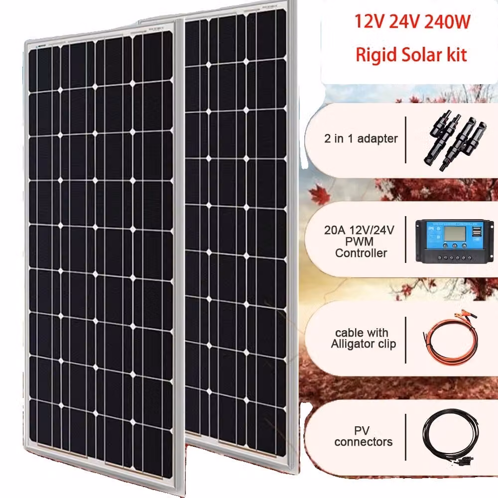 Pannello solare, design resistente, alta efficienza, kit solare 12V 240W