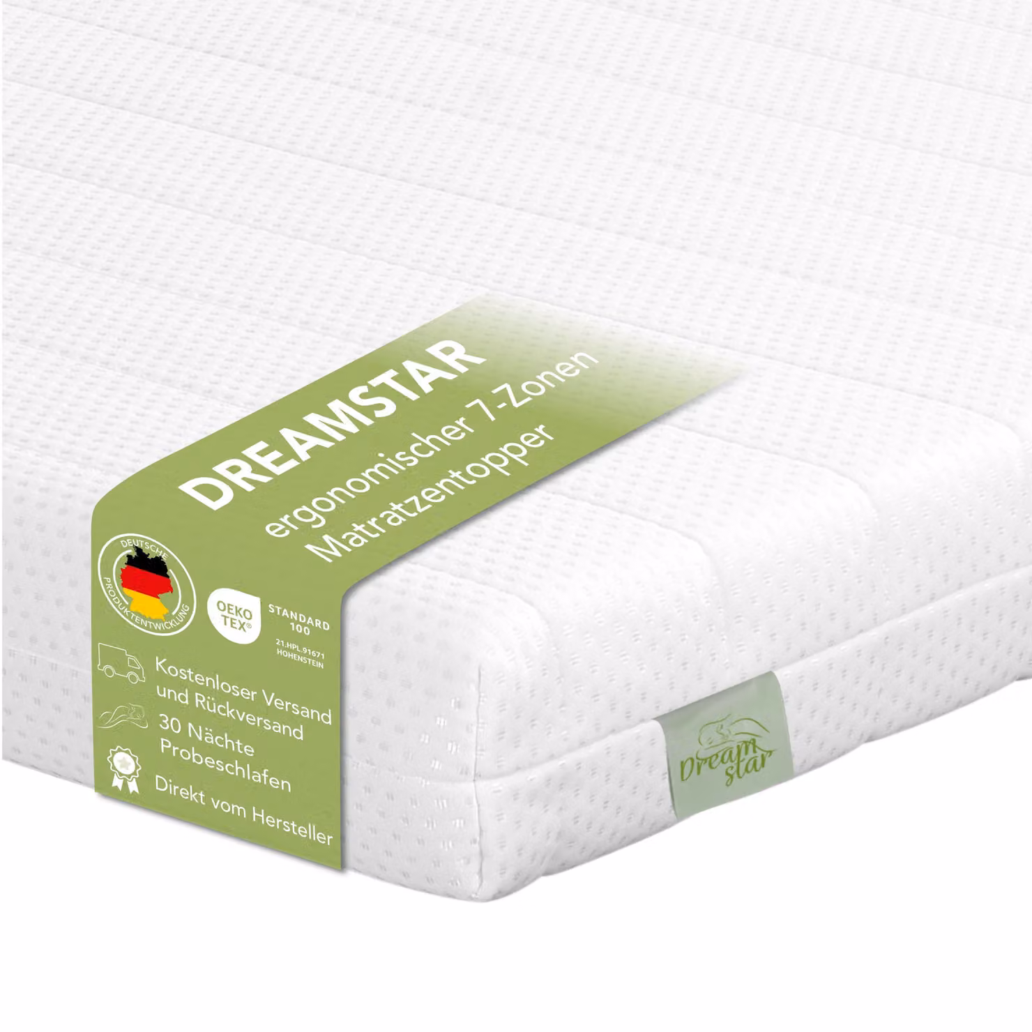 Coprimaterasso ergonomico a 7 zone da 10 cm | H2&H3 | 100 x 200 cm | Coprimaterasso | DREAMSTAR Easy Flex