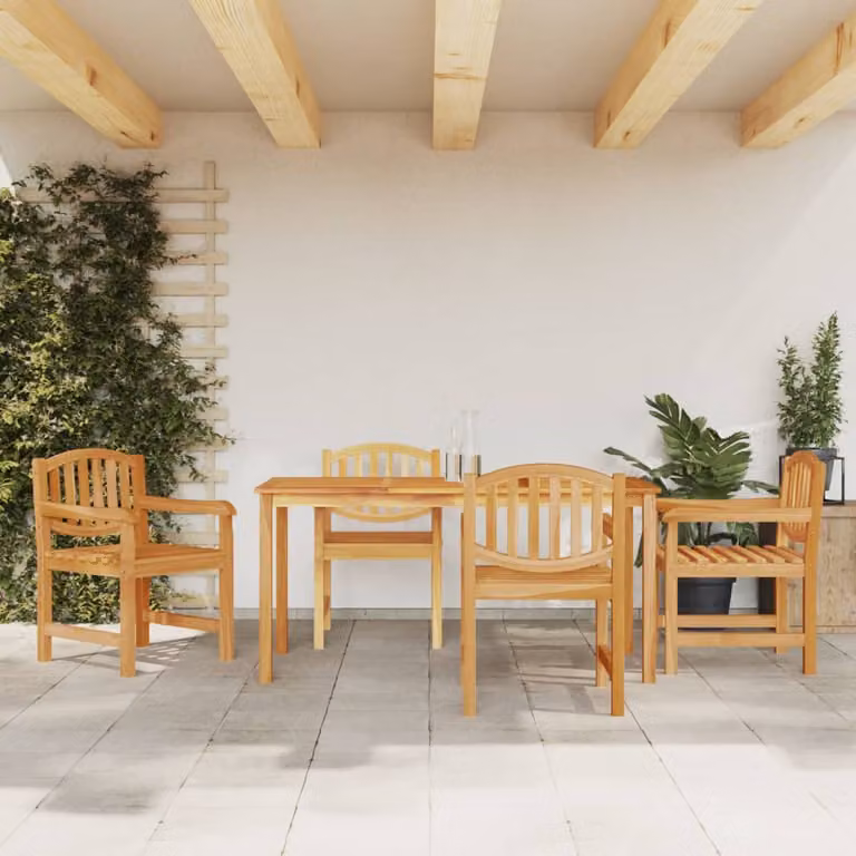 Set da pranzo per giardino vidaXL in legno di teak marrone composto da 5 pezzi