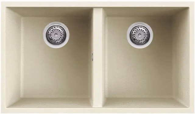 Lavello Elleci Incasso 2 vasche 76x43,5 Quadra 350 Sottotop Granitek Bianco Antico LGQ35062BSO