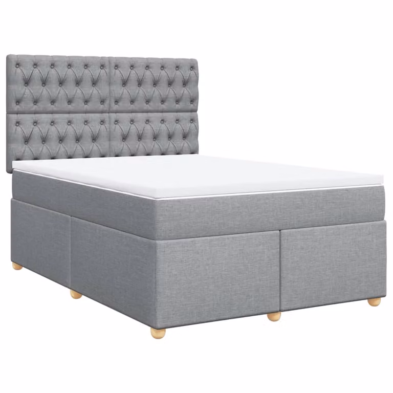 Giroletto a Molle con Materasso Grigio Chiaro 160x200cm Tessuto