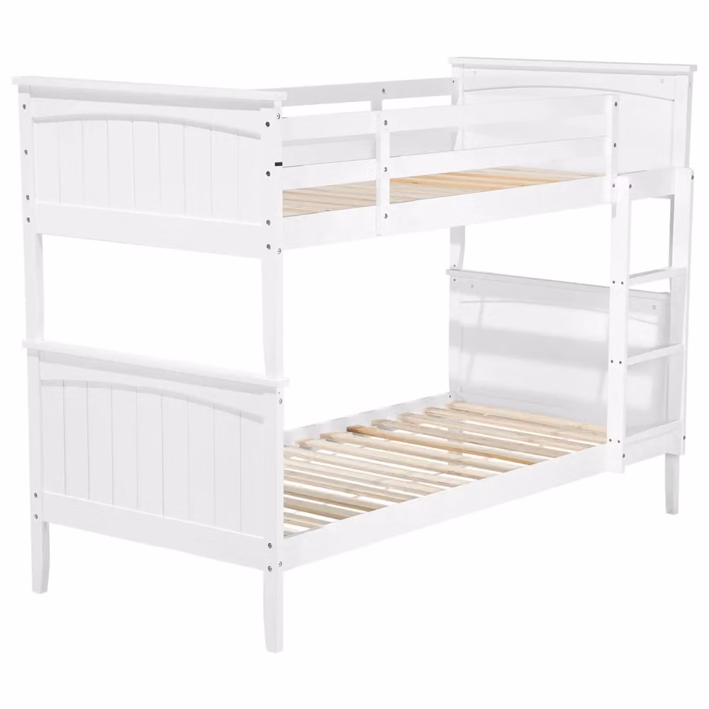 Letto a castello Beliani in legno di pino bianco per bambini, L/P/H: 206 x 120 x 151 cm – 2