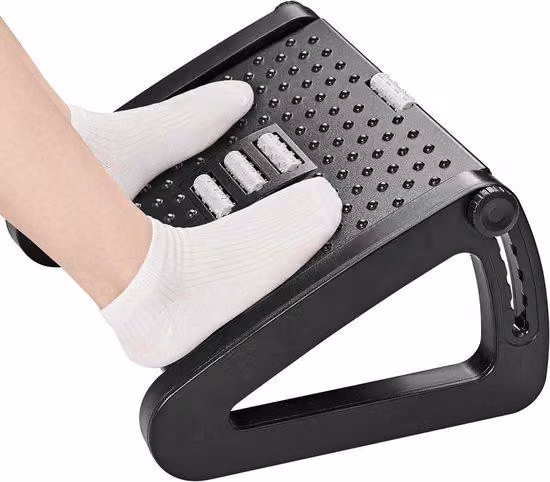 Poggiapiedi regolabile in altezza con funzione massaggio per ufficio e casa - Poggiapiedi ergonomico