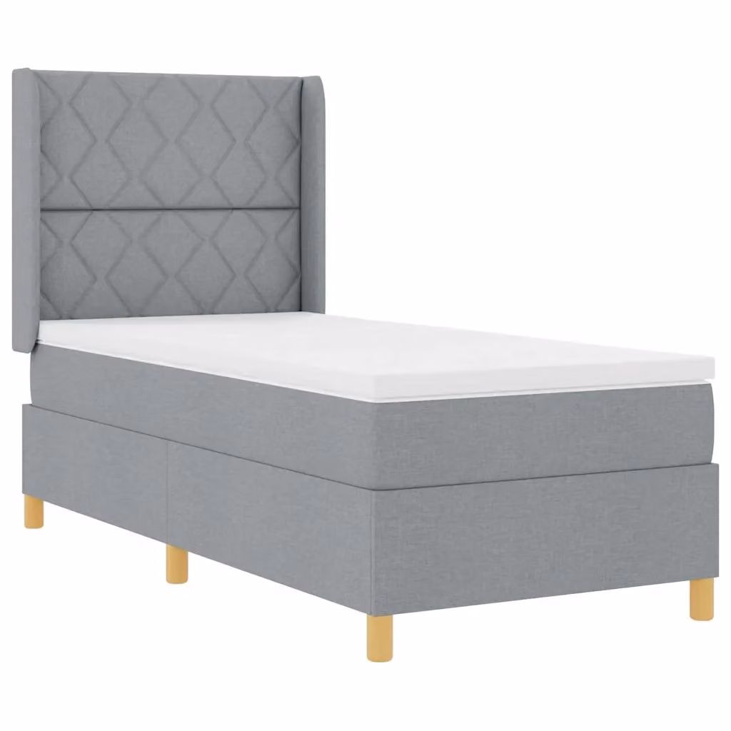 Letto con materasso a molle vidaXL in tessuto grigio con cassetti e porta USB L/P: 100 x 200 cm – 2