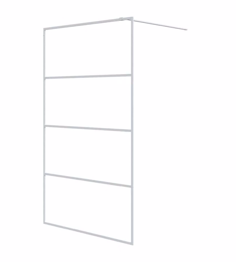 Parete Doccia Walk in vidaXL Bianca con Vetro Trasparente ESG, L: 115 cm, H: 195 cm – 2