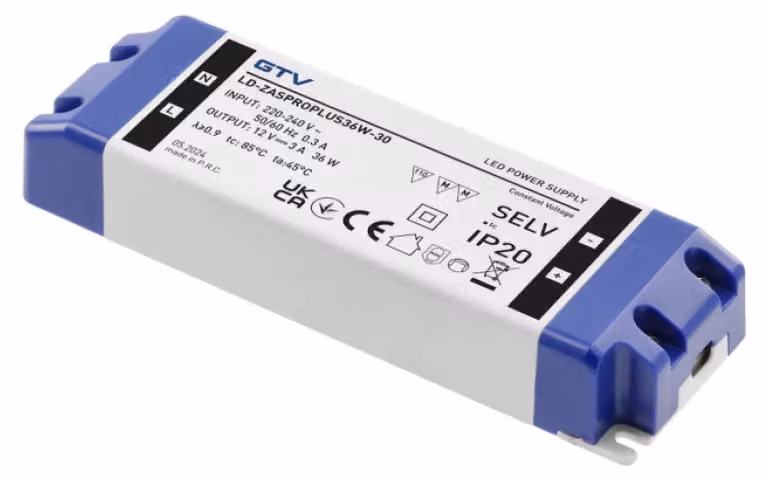 GTV LED trafo LD-ZASPROPLUS36W-30 LED napájecí zdroj, AC220-240V/DC12V, 36