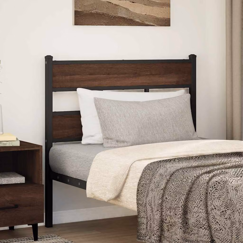 Testiera di ricambio vidaXL in rovere marrone con acciaio e truciolato L: 112 cm, H: 91,5 cm, P: 91,5 cm