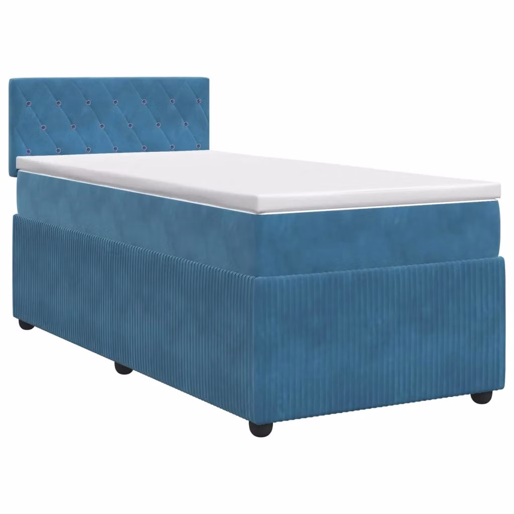 Letto box spring con materasso vidaXL in velluto blu, con base a sollevamento e molle a tasche, L/P/H: 80 x 200 x 36,79 cm – 2