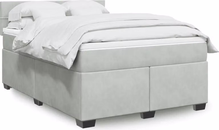 Maison Exclusive - Giroletto a Molle con Materasso Grigio Chiaro 160x200cm Velluto