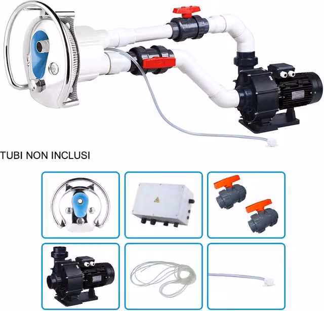Kit Pro Nuoto Controcorrente Mr. Piscina Hydro 30 con Pompa Idromassaggio Mrb 25 da 3 Hp Trifase Bianco